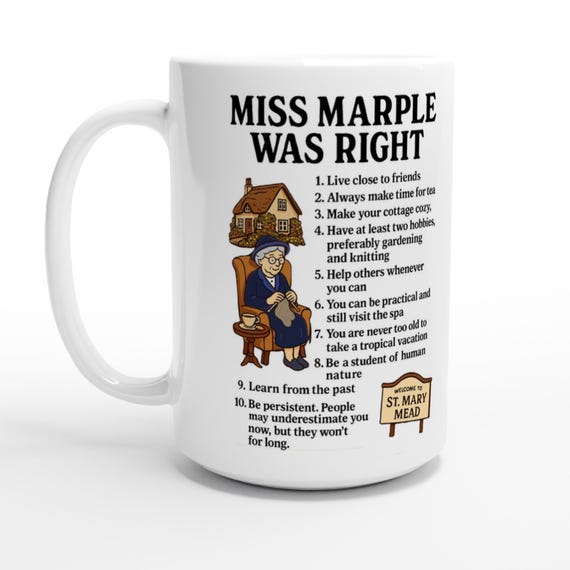 Miss Marple Life Leasons: 15oz Ceramic Mug