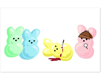 Hilarious Detective Peep Card - Fun Easter Marshmallow Murder Mystery Invite- Pack of 10 Greeting Cards (US & CA)