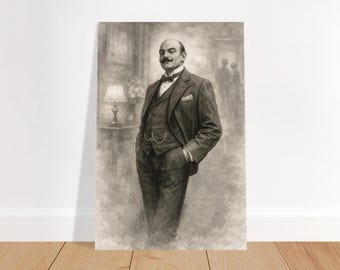 Hercule Poirot Poster, Vintage Style Sepia Tones