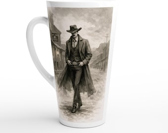 Wyatt Earp Sepia Western Coffee Cup | Handmade Ceramic Drinkware
