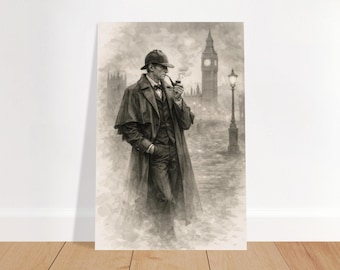 Sherlock Holmes Sepia Sketch Poster - Master's Edition Archival Print | Detective Art Gift