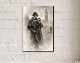 Sherlock Holmes Sketch  | Vintage Detective Art