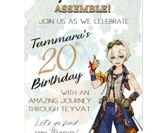Benny’s Adventure Team Assemble!  Genshin Impact Party Invitation Pack