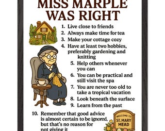 Miss Marple Framed Poster: Agatha Christie 10 Life Lessons
