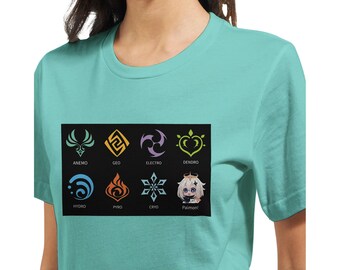 Genshin Impact Elements T-Shirt - Pyro, Cryo, Dendro, Anemo & Paimon -  Soft Cotton Tee