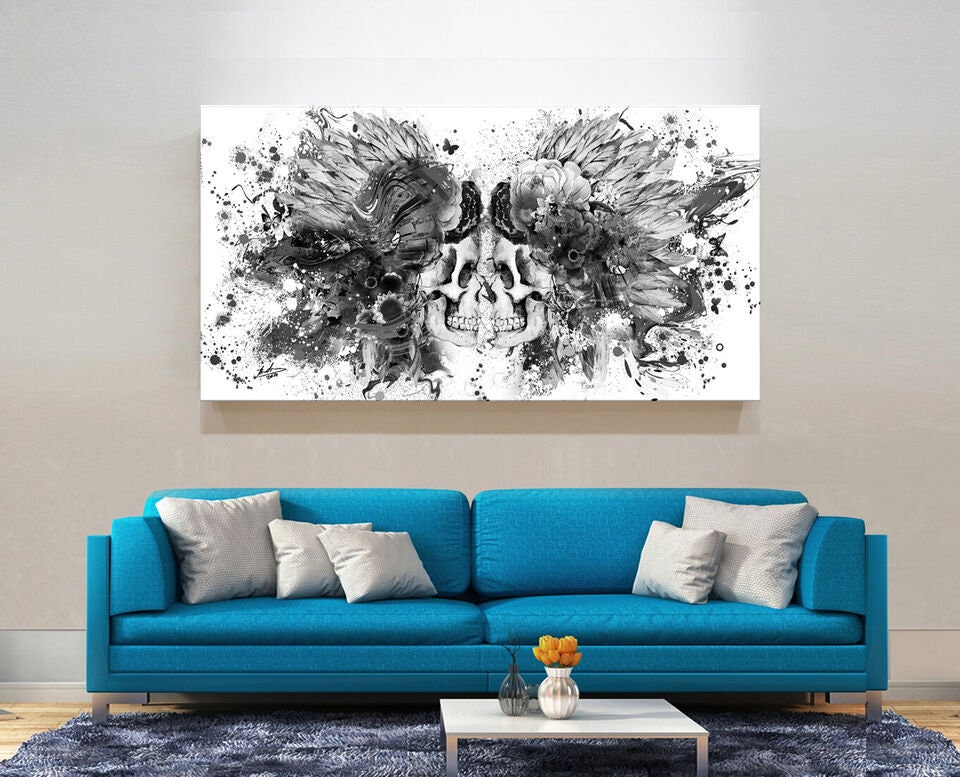 5 Teiliges Wandbild Totenkopf-Rosenblatt, Wild, Gruselig 5 Stück Leinwand Wandkunst,5 Teilig Leinwand Wanddeko Wohnzimmer,leinwanddruck 5 Teilig