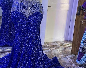 Blue Prom Dress 2026 Regencycore Lace, Custom Made Crystal Evening Gown,  Formal Gala Wear - Etsy