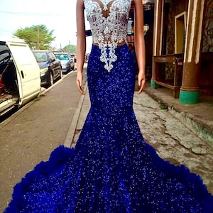 Sapphire Blue Formal Gown - Etsy