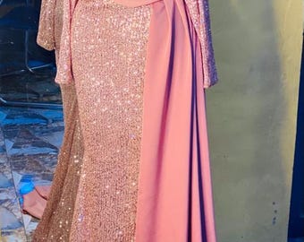 Dazzling pink sequinsmermaid prom dress , Elegant formal evening gown for special occasions, red prom gown, Pink birthday dress