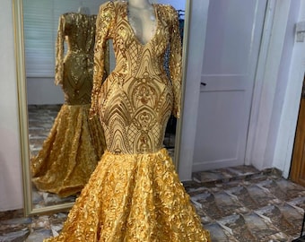 slim fit dress slacks Chic Mermaid Prom Dress Applique Vintage Long African Prom Dress – luladress main image 1