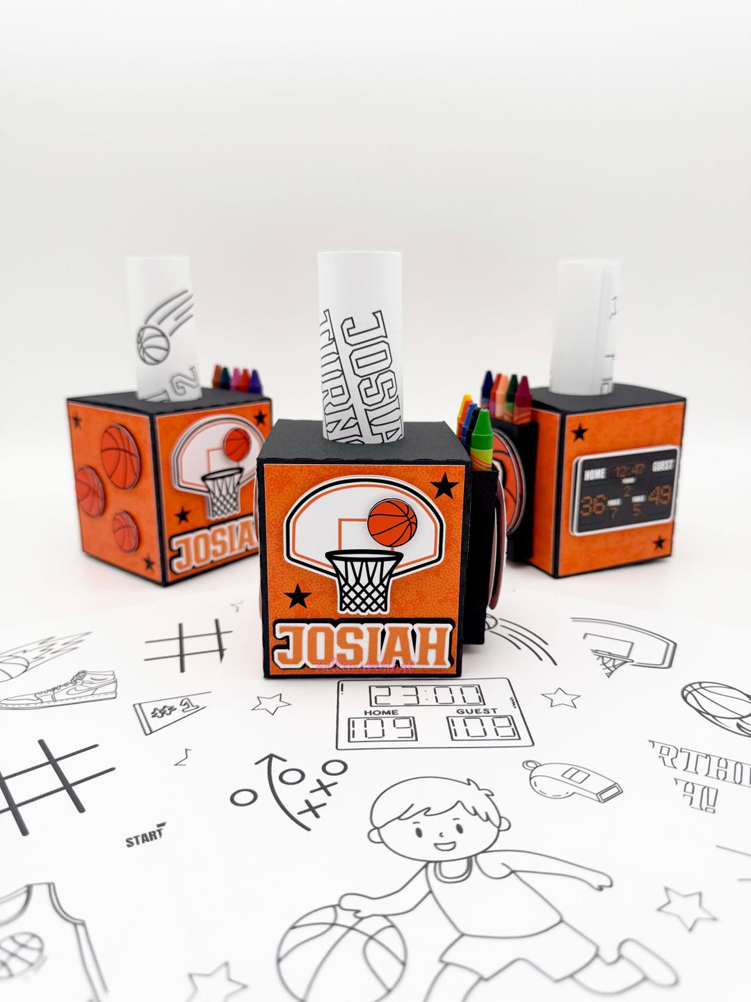 Personalized Basketball Coloring Box, Birthday Party Favors - Etsy
