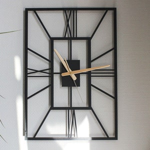 Large Rectangle Metal Wall Clock, Unique Rectangular Clock,Modern Silent Clock,Rectangle Metal Wall Art,Dining Room Clock,Quality Wall Clock
