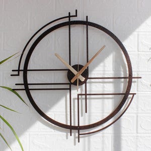 Relógio de parede grande em metal de cobre martelado, relógio geométrico moderno e silencioso, decoração de parede minimalista em aço feita à mão, presente para sala de estar