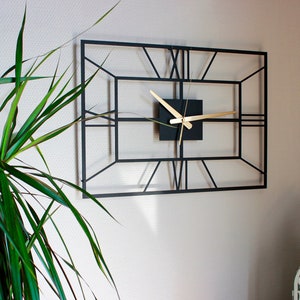 Rectangle Wall Clock, Oversized Silent Metal Wall Clock, Mantel Clock,Modern Wall Decor,Housewarming Gift,Living Room Clock,Horizontal Clock