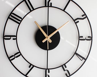 Modern Metal Wall Clock: Oversized Silent Clock with Numbers