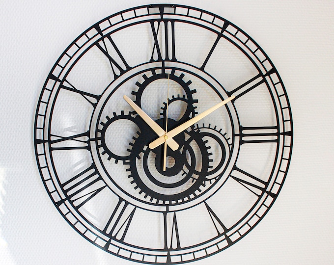 Silent Metal Gear Wall Clock: Steampunk Mechanical Decor