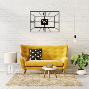 Rectangle Wall Clock, Oversized Silent Metal Wall Clock, Mantel Clock ...