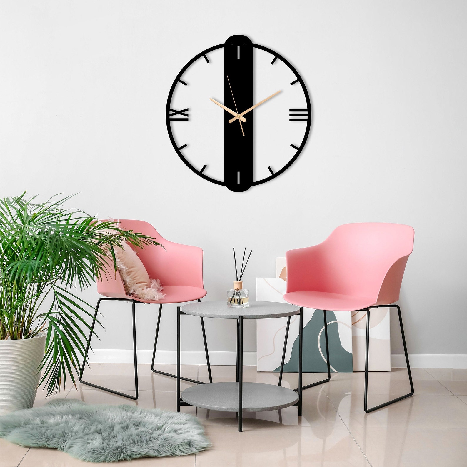 Black Metal Wall Clock: Modern Silent Home Decor - Etsy