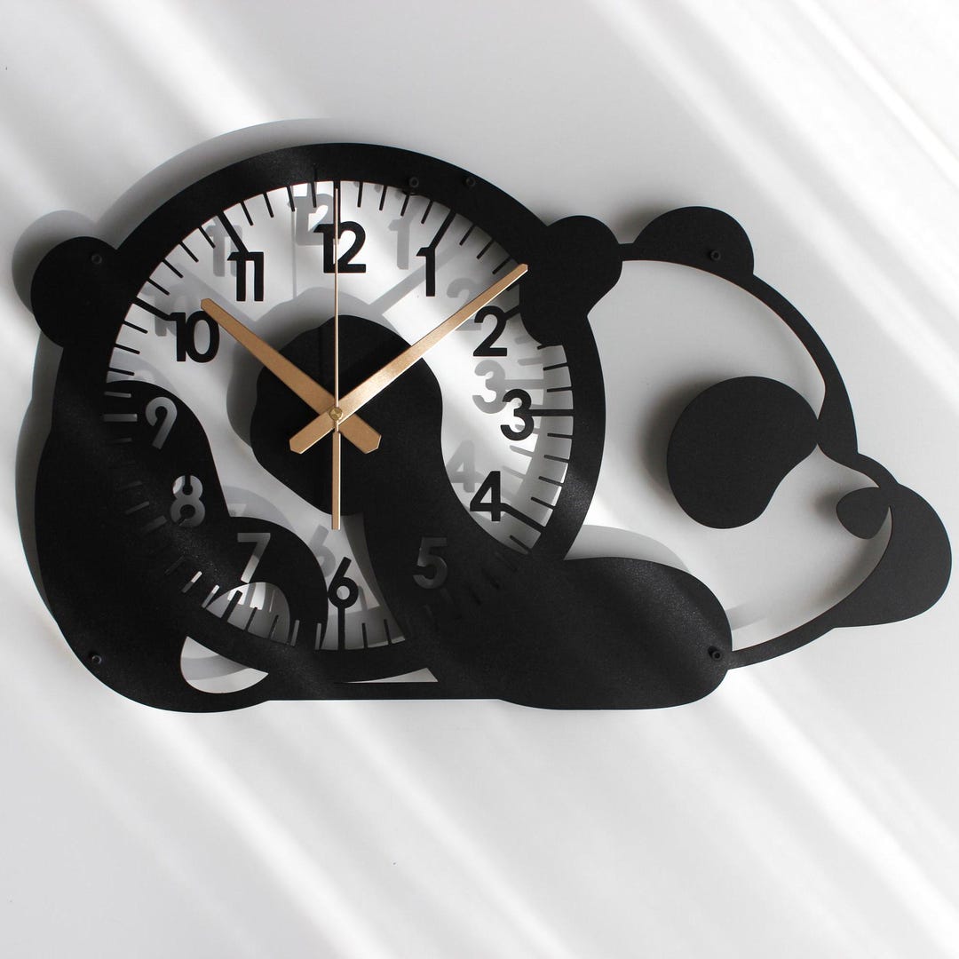 Hand Clock Panda Unique Panda Metal Wall Clock, Kids Room Clock, Nursery Wall Clock ...