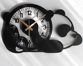 Panda Metal Wall Clock: Modern Nursery Decor