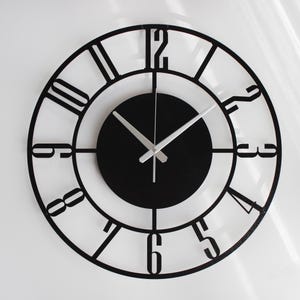 Oversized Metal Wall Clock, Silent Bronze Decor, Mid Century Farmhouse Art