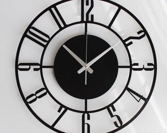 Oversized Metal Wall Clock, Silent Bronze Decor, Mid Century Farmhouse Art
