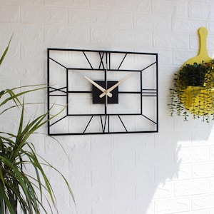 Rectangle Wall Clock, Oversized Silent Metal Wall Clock, Mantel Clock ...