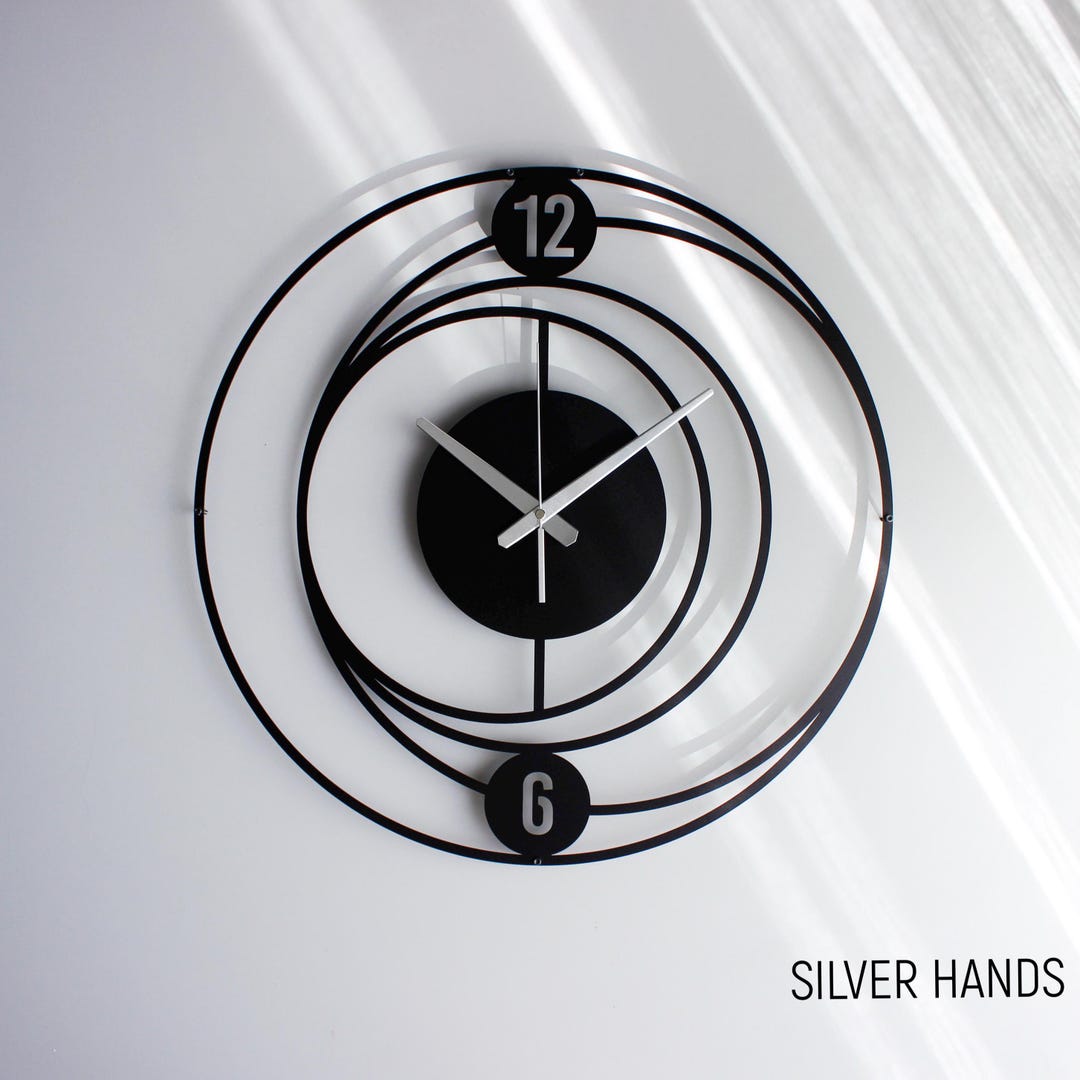 Modern Black Metal Wall Clock, Minimalist Round Design Wall Decor ...