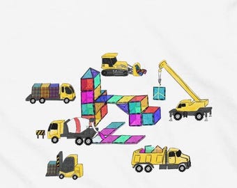 Trucks and Magnetic Tiles Toddler Shirt