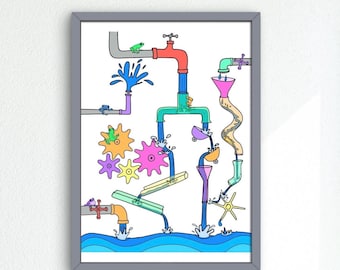 Frog Pipes Wall Print
