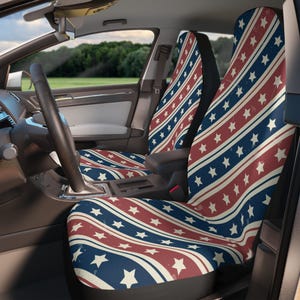 Patriotic Car Seat Covers - USA Flag Design, Auto Accessories, Car Decor, Independence Day Gift, Memorial Day, Road Trip Essentials