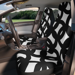 Fundas elegantes para asientos de coche: diseño moderno en negro, accesorios para vehículos, interiores de automóviles, regalos para entusiastas de los coches, artículos esenciales de viaje