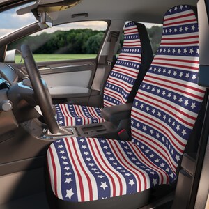 Patriotic Car Seat Covers - USA Flag Design, American Themed, Car Accessories, Gifts for Veterans, Fourth of July Decor, Auto Interior