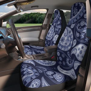 Navy Paisley Car Seat Covers - Stylish Auto Accessories for Home, Gifts for Car Lovers, Unique Decor for Road Trips, Car Makeover, [...]