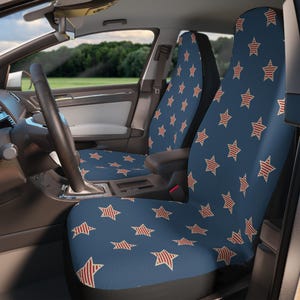 Fundas de asiento de coche con estrellas patrióticas/Accesorios para automóviles, Protectores de asiento con estampado de estrellas, Regalo para amantes de los coches, Decoración para el coche, Tema de EE. UU.