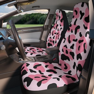 Chic Pink Leopard Car Seat Covers | Stylish Auto Accessories, Cute Interior Decor, Gifts for Animal Lovers, Trendy Car Decor