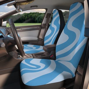Trendy Car Seat Covers, Abstract Blue Design, Vehicle Accessories, Car Decor, Road Trip Essentials, Gifts for Car Lovers