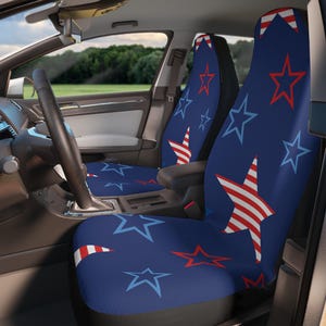 Patriotic Star Car Seat Covers - Durable Protection for Your Vehicle, Perfect for Road Trips, Family Vacations, and Holidays