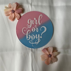 Topper per torta in acrilico Gender Reveal - Topper per torta per ragazza o ragazzo