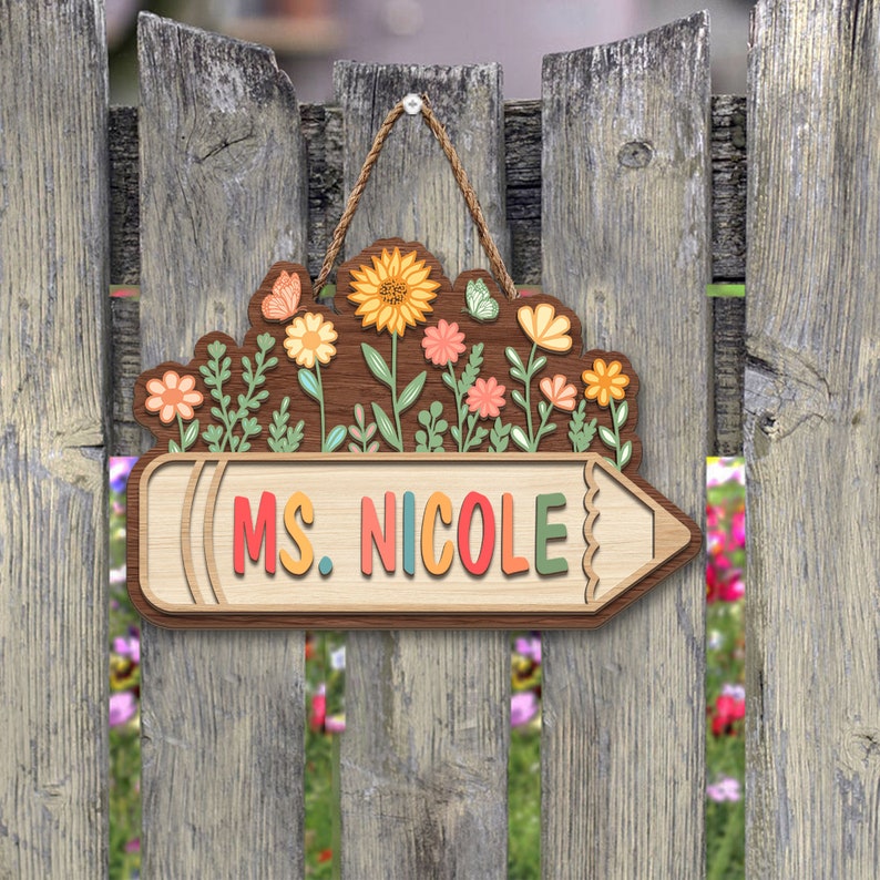 Personalized Teacher 3D Door Sign, Teacher Name Sign for Classroom ...