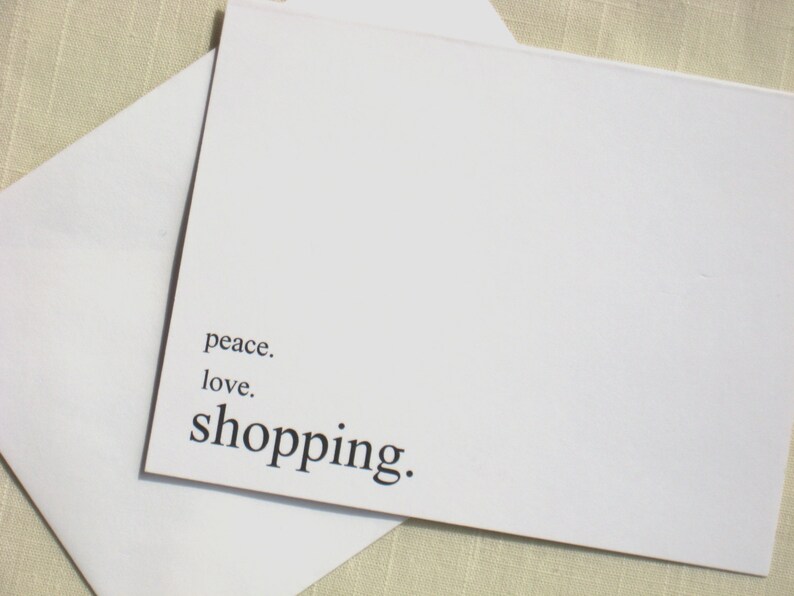 Peace Love Shopping Shopoholic Note Cards Set of 8
