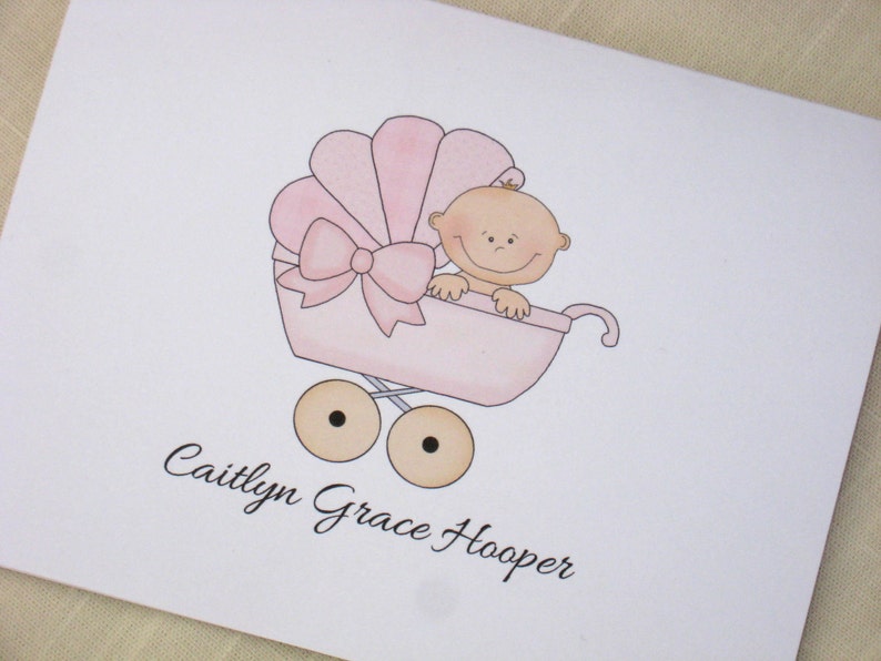 Set of 8 Girl Baby Shower Thank You Cards Maternity Note Cards