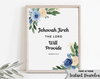 Jehovah Jireh The Lord Will Provide, Watercolor Printable, Genisis 22:13, Printable Scripture Art, Instant Download, 5x7, 8x10