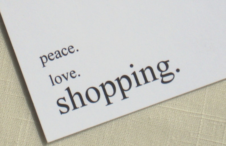 Peace Love Shopping Shopoholic Note Cards Set of 8