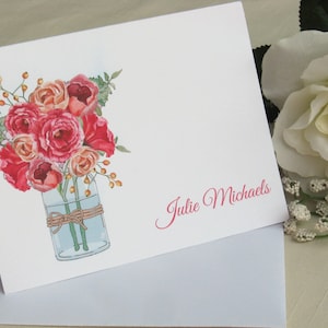 Watercolor Roses Note Cards - Personalized Note Cards - Antique Roses ...