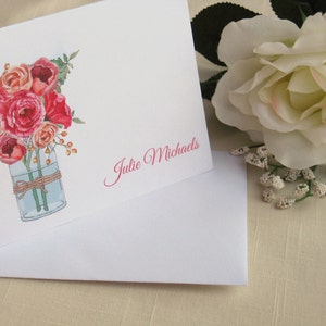 Watercolor Roses Note Cards - Personalized Note Cards - Antique Roses ...