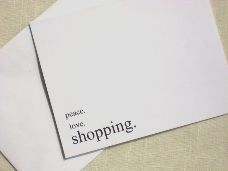 Peace Love Shopping Shopoholic Note Cards Set of 8