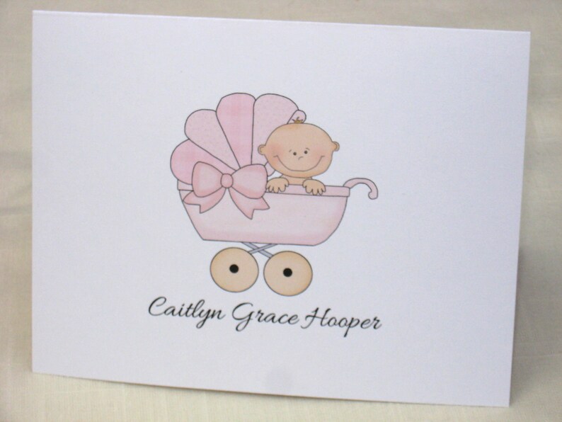 Set of 8 Girl Baby Shower Thank You Cards Maternity Note Cards