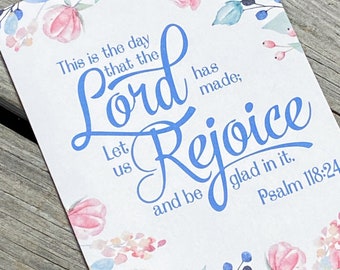 Christian Watercolor Note Cards - This is the day that the Lord has made - Watercolor Flowers  Greeting Cards