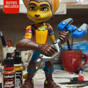Ratchet and Clank tribute figure HAND PAINTED